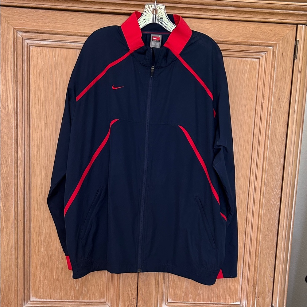 Nike Men's Dark Blue and Red Windbreaker